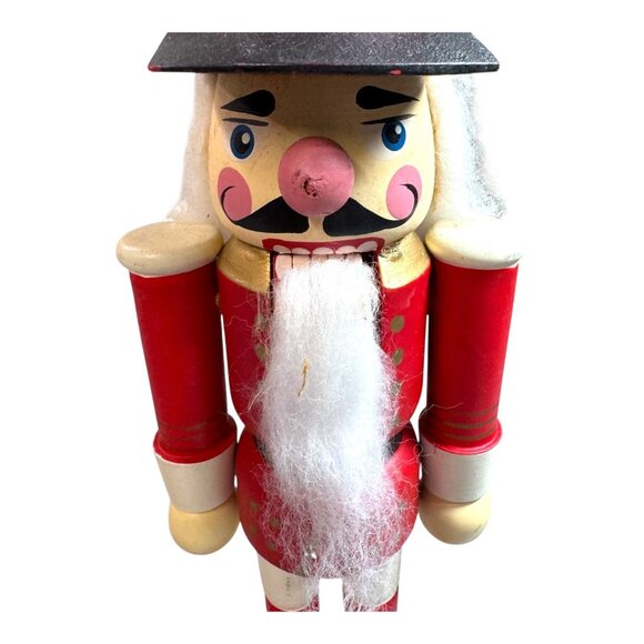 Vintage Wooden Red Nutcracker Soldier Figurine Hand-Painted Christmas Beard READ - Picture 7 of 10